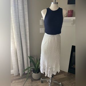 White crocheted midi skirt